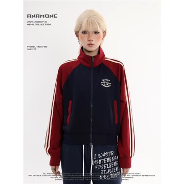 外套女立領薄款復古拉鏈開衫衛衣