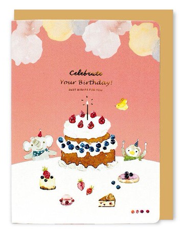 大賀屋 栗子 蛋糕 水彩 簽名板 萬用卡 賀卡 小卡 台灣製 大卡片 T00130035