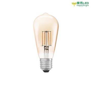 樂亮led 琥珀色燈絲燈泡 6.5w st64 全電壓 復古木瓜型燈泡 黃光 2700k 仿鎢絲