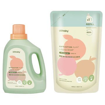 US baby 優生 嬰兒植淨酵素洗衣液體皂組  添加植萃淨味因子  無添加磷/苯/人工色素/螢光劑  不傷衣料  1組