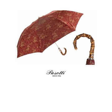 Pasotti意大利竹子手柄龍傘面男士折疊傘半自動純手工防曬晴雨傘