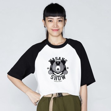 【動物森林系列】黑熊毛巾繡拉克蘭袖T(男女適用)