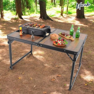 LIFECODE 黑電木加寬鋁合金BBQ燒烤桌/折疊桌(120*80cm)-附背袋