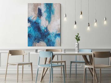 白色藍色繪畫|白色藍色抽象|白色藍色牆壁藝術|瀑布