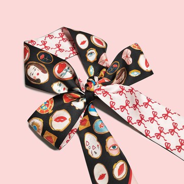 100%桑蠶絲真絲窄領巾/絲巾/飄帶/包柄帶/髮帶::鏡子蝴蝶結