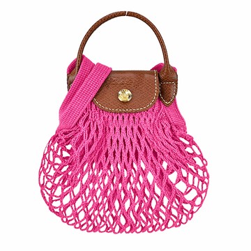LONGCHAMP LE PLIAGE FILET系列網狀棉質兩用包（迷你/糖果粉） _廠商直送