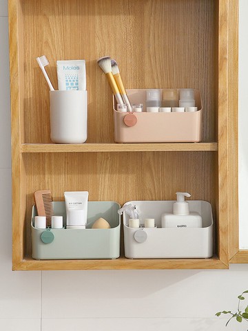 洗漱臺鏡柜化妝品收納盒梳妝臺多功能桌面窄分格護膚品口紅置物架