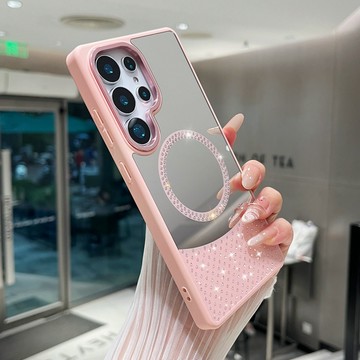 奢華閃鑽磁吸殼 補妝鏡面 女生專屬手機殼 適用三星Galaxy S25Plus S24 S23Ultra S22 防摔殼