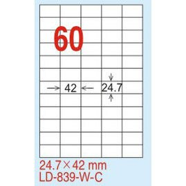 【龍德】 LD-839(直角-五色) 雷射、噴墨、影印三用電腦標籤 24.7x42mm 20大張/包【APP滿額下單4%點數(單一帳號最高1500點)】6/30止