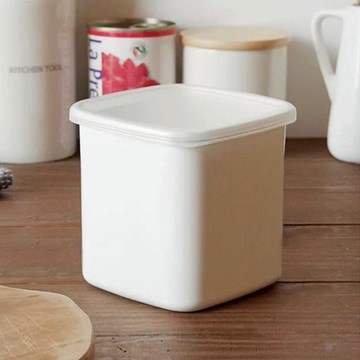 日系純白風方形琺瑯保鮮盒(附蓋)-S-400ml-3入 單一規格