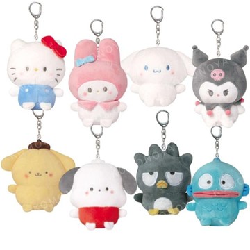小禮堂 Sanrio 三麗鷗 絨毛玩偶鑰匙圈 (胖胖豆豆眼款) Kitty 大耳狗 酷洛米 美樂蒂