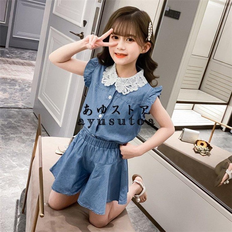 子供服 女の子 夏服 セットアップ キッズ トップス tシャツ デニム