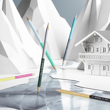 卡達CARAN D'ACHE 2025聖誕特別版 Alpine Frost阿爾卑斯霜雪 雙色鉛筆組(9支/18色+1支水彩筆)