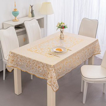 長方形餐桌布免洗PVC塑料茶幾墊防水防滑家用餐桌布蕾絲塑料臺布
