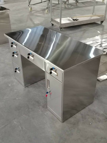 {可打統編 超低價}304加厚不銹鋼醫生辦公桌電腦臺式桌帶抽屜無塵車間工作臺寫字桌