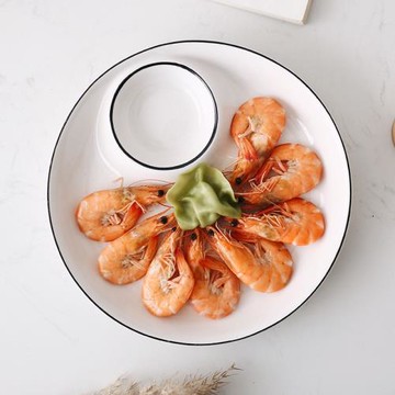 水餃子盤帶醋碟碗瓷吃餃子專用的盤子創意家用子母菜盤薯條裝蝦盤