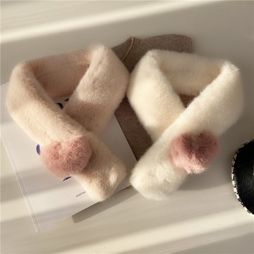 兒童圍巾仿瀨兔毛潮寶寶男女童毛絨圍脖秋冬季加厚保暖嬰幼兒