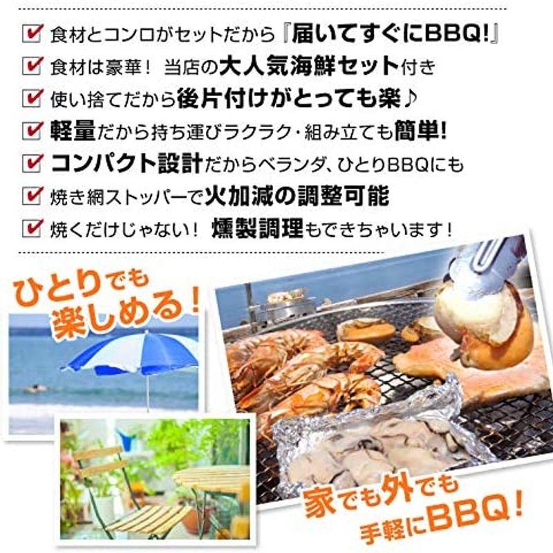 海鮮バーベキュー バーベキューコンロ 付 洗うものがないんです  4種15品 海鮮セット ほたて かき サーモン えび 冷凍 バーベキュ