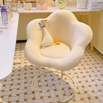 化妝椅 小戶型簡約花瓣椅 家用布藝 休閑靠背椅 奶油風 梳妝台椅子