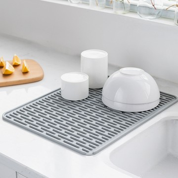 【好物良品】大尺寸矽膠可瀝水多功能餐墊防燙隔熱墊深灰