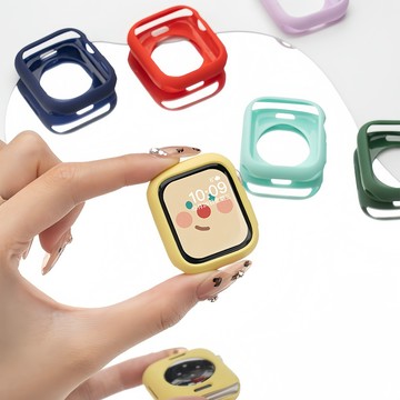 S11糖果色矽膠錶殼 蘋果手錶保護殼 適用Apple Watch S10 9 8 7 6 5 4 SE 45 46mm