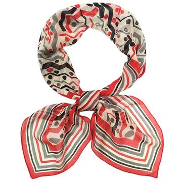 DIOR 迪奧 塗鴉風幾何輕透膚方型絲巾-紅色