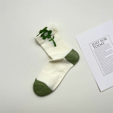 鬱金香 立體花卉中筒襪250305