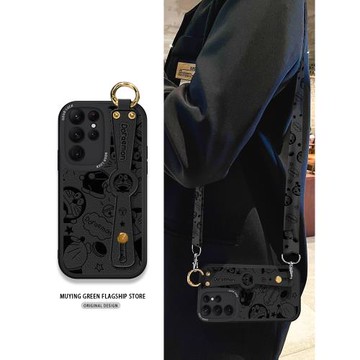 適用三星s25手機殼潮牌卡通斜挎SamsungS24背帶掛繩S22+手腕帶支架note20ultra掛脖23套S21FE新款日韓軟硅膠