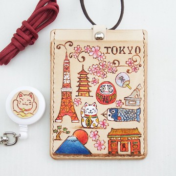 【Fuji】富士山東京-手作植鞣皮革雙層卡套證件套