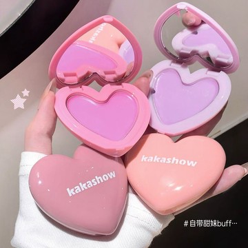 Kakashow氛圍感腮紅膏 顯白 學生平價彩妝 啞光少女感 單色愛心腮紅膏