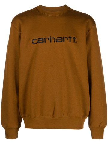 Carhartt WIP - logo-embroidered jersey sweatshirt - men - Polyester/Cotton - S - Brown