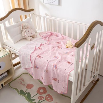 A類全棉皺皺紗浴巾蓋毯抱被夏涼空調被嬰幼兒毛巾被