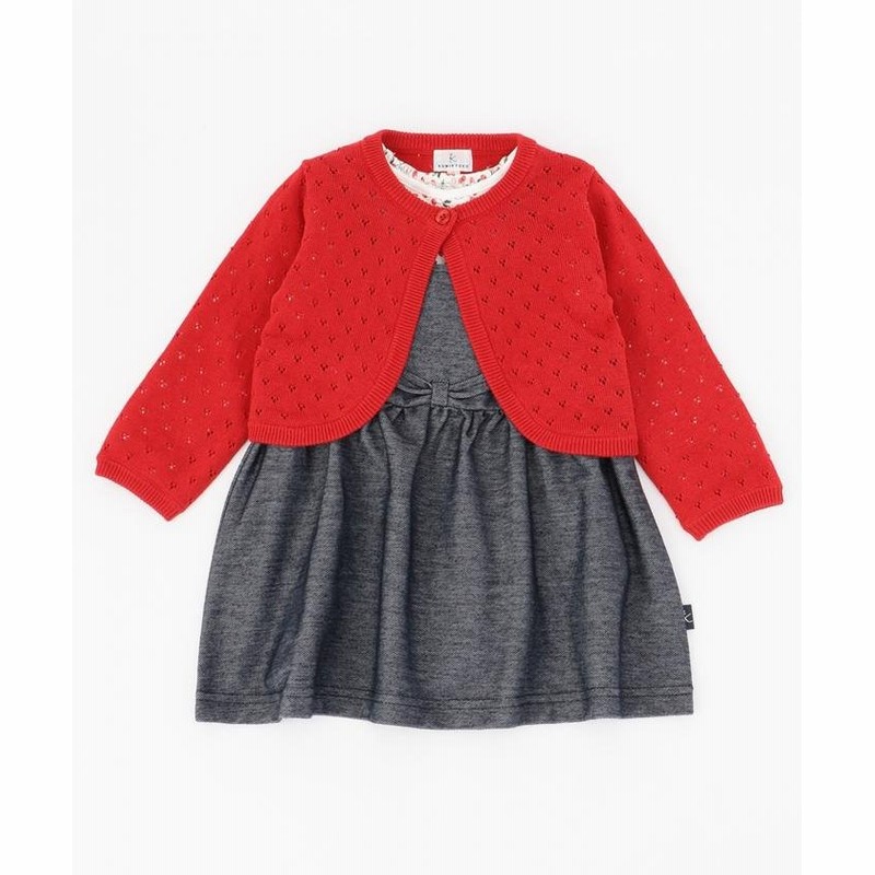 組曲キッズ ボレロ チェリーカットソー デニムワンピース 3点セット キッズ レッド系5 80 Kumikyoku Kids 通販 Lineポイント最大get Lineショッピング