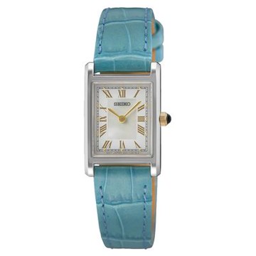 SEIKO 精工 CS系列 長方形羅馬數字淑女石英錶-水藍SWR101P1/4N30-00H0B