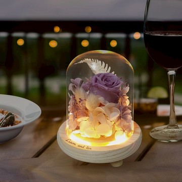 莫蘭迪色 永生玫瑰玻璃罩 乾燥花 婚禮 母親節 情人節 可加購刻字