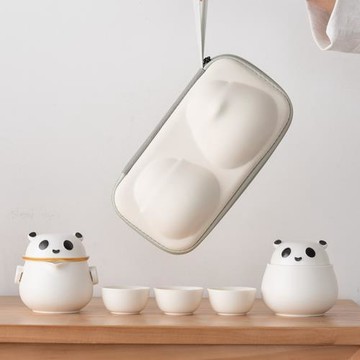 熊貓功夫茶具套裝戶外旅行陶瓷快客一壺三杯高檔輕奢商務伴手禮品