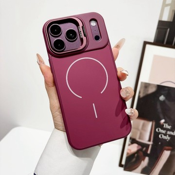 AG磨砂背板 Magsafe磁吸手機殼 有機硅鏡頭框保護 一體鏡頭支架 適用於iPhone18 17 16 15 14
