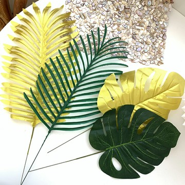 生日派對搭配 仿真綠植假葉子 龜背葉仿真花尤加利葉婚慶場景布置