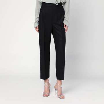 Black wool-blend trousers