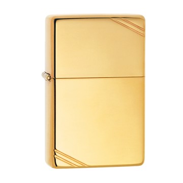 Zippo 【官方授權店】High Polish Brass Vintage with Slashes 古典銅鏡面防風打火機 ●加贈專用油