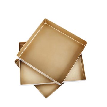 三能金色不沾長方形烤盤家用古早正方形金盤28x28蛋糕卷烘焙模具