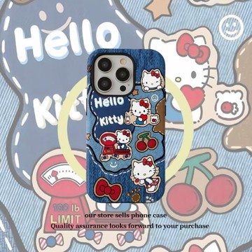 殼殼大世界創意快樂kt貓適用蘋果15promax支架一體男生iPhone14手機套16磁吸菲林二合一13防摔12保護套11女XR