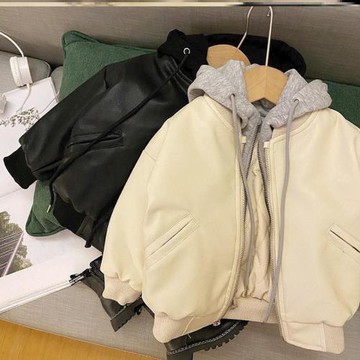 男童加厚皮衣秋冬款2025新款小童韓版假兩件皮夾克兒童洋氣外套潮