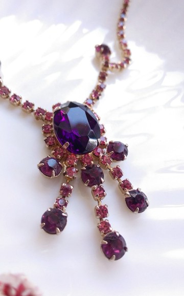 Vintage Jewelry 氣質 深紫鑽  精緻 項鍊 頸鍊