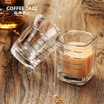 COFEE JAZZ 意式濃縮咖啡杯帶刻度耐熱透明玻璃 espresso盎司杯
