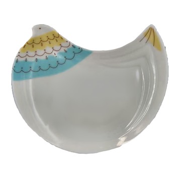 HAREKUTANI 晴九谷 有種創意 日本九谷燒 福太太淺盤 造型鳥盤  16.3 x 14 x 1.5cm  捲毛鳥  1個