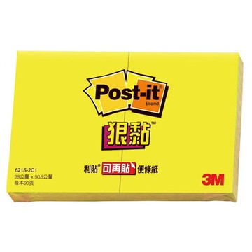 3M Post-it 利貼 狠黏可再貼便條紙-621S-2C 黃