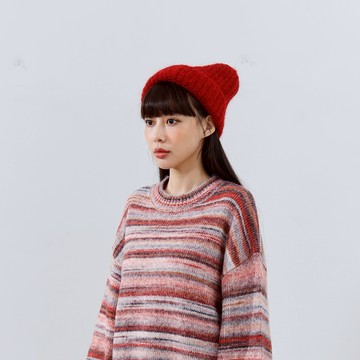 QUEENSHOP_F 女裝 簡約花紗反褶造型針織毛帽 四色售 現+預 【07020995】