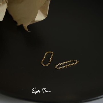 洗手可戴 14k包金不褪色超細方鏈條戒指軟戒簡約隨形線戒男女尾戒