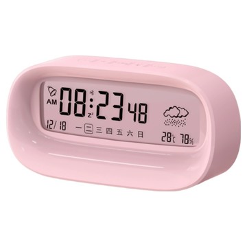 小麥購物 數字靜音可愛電子測溫鬧鐘 169g  粉色